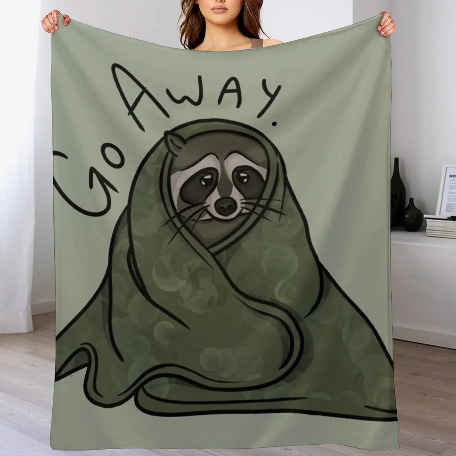 Introvert Raccoon Throw Blanket Stuffeds Personalized Gift Shaggy Beach Blankets