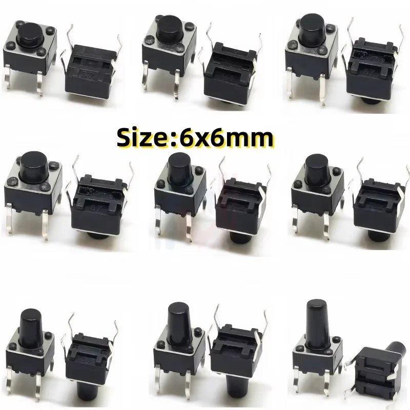20PCS PCB Momentary Tactile Tact Mini Push Button Switch Panel DIP 4Pin Micro Switch 6*6*4.3/5/6/7/8/8.5/9/10/11/12/13/14/15MM