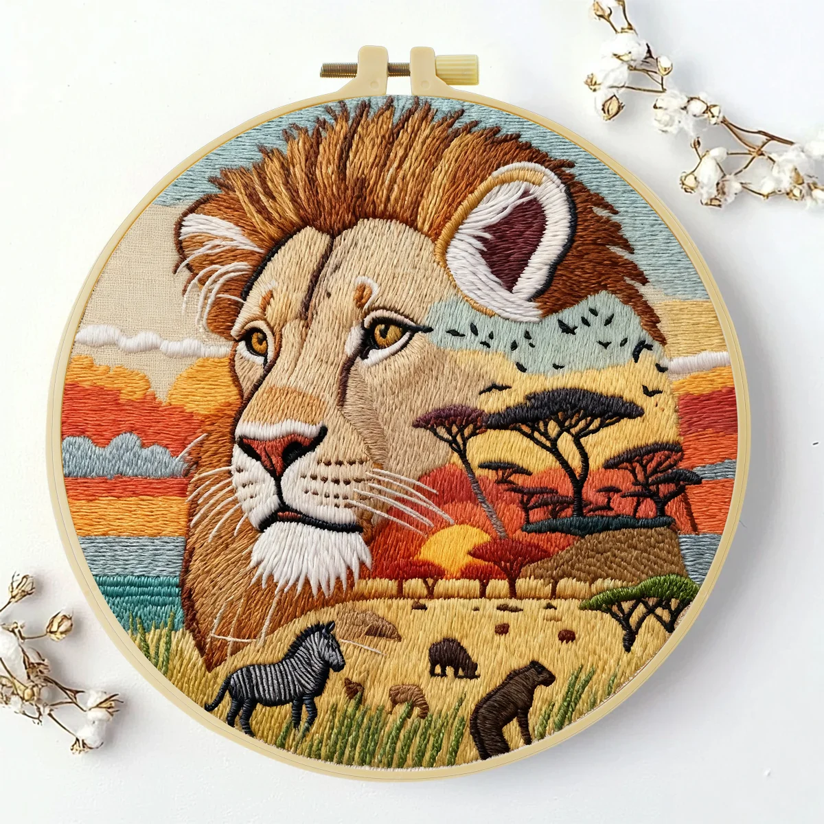 1 Stück 20X20CM/15X15CM 7,87/6,3 Zoll Tierwelt-Stickerei-Starter-Kit DIY-Kit DIY-Stickerei-Set für Anfänger – Detail 5