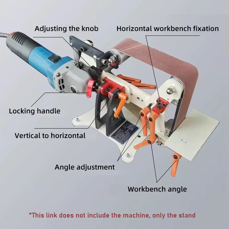 Multifunctional Angle Grinder to Belt Sander Stand Conversion Kit for 100/125mm Grinders - Adjustable Workbench Sanding Stand