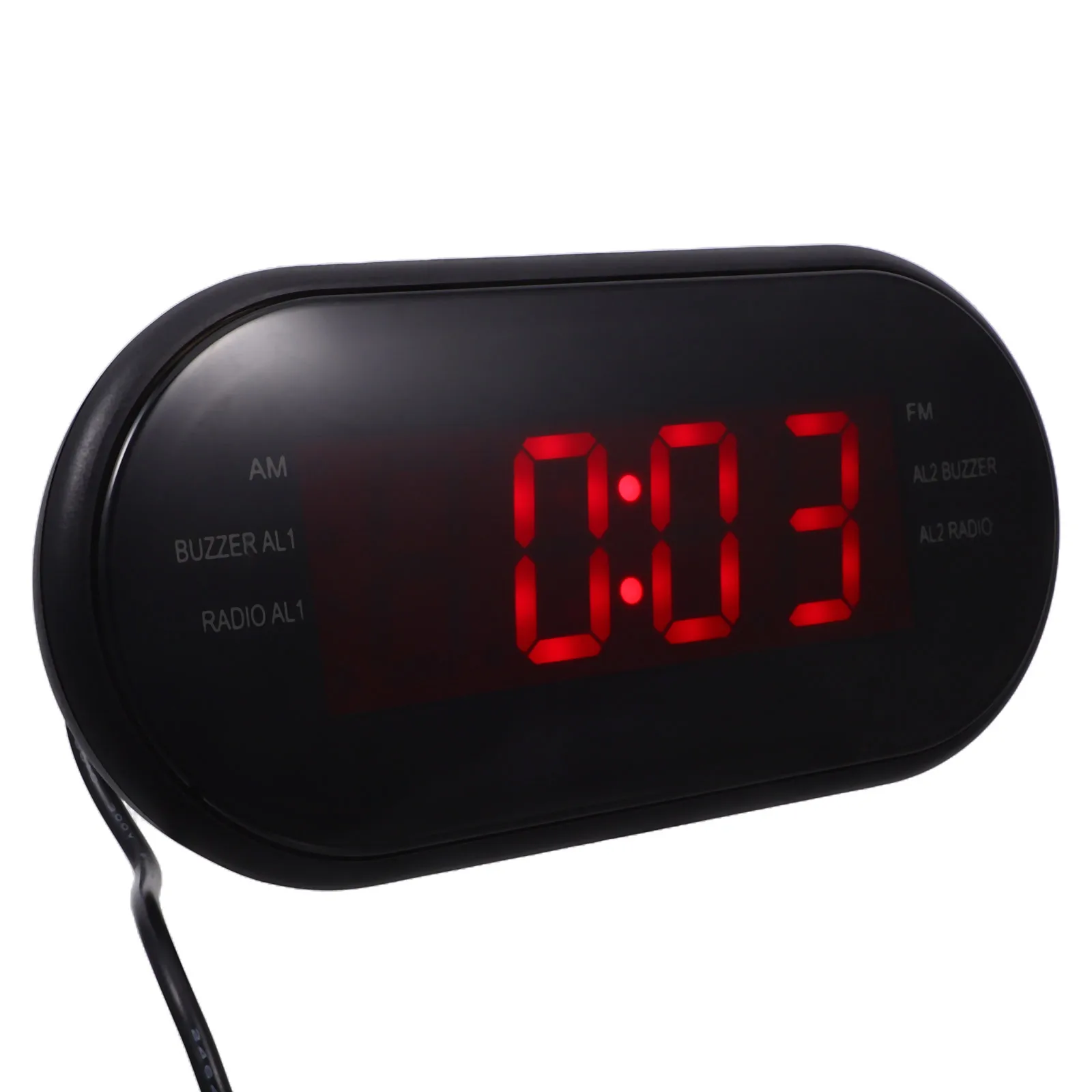 

Digital Alarm Clock Radio Fm Curved Display Red Night Light Snooze Function Projection Ceiling Sleep Timer Bedroom Decor