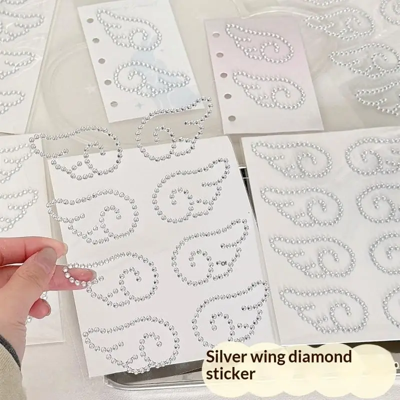 1/5 Sheets 3D Acrylic Angel Wings Crystal Rhinestone Stickers Self-Adhesive Sparkly Decals For DIY Jewelry Craft Decor Gift