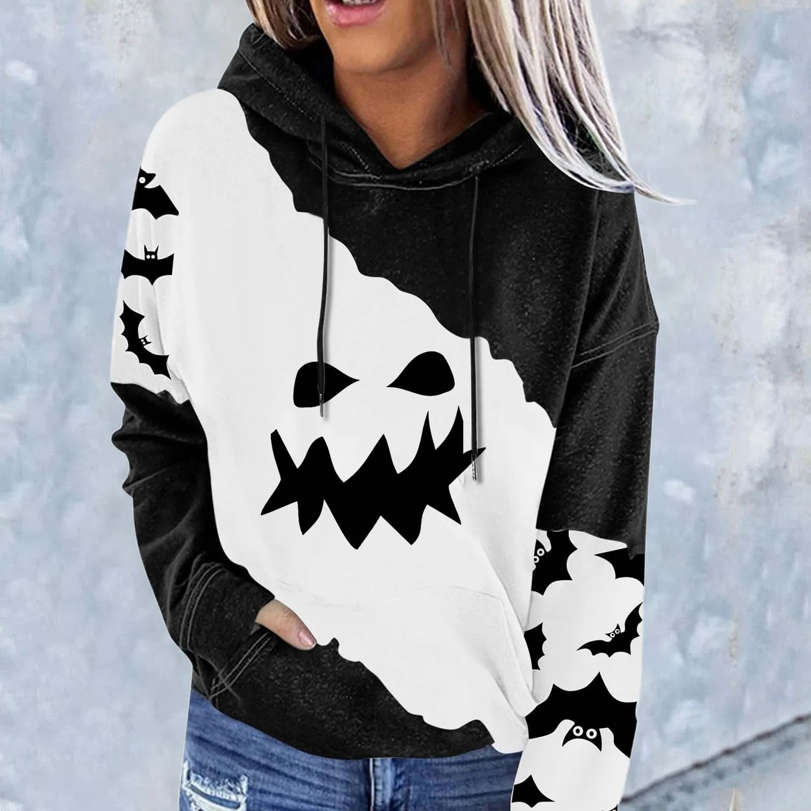 

Womens Pullover Hoodie Sweatshirts Women'S Sweatshirts Halloween Pumpkin Printing Hoodies Fall Fashion Long Sleeve Hoodie Tops