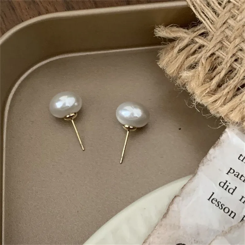 Simple Exquisite White Pearl Stud Earrings For Women Girls Minimalist Ear Jewelry Gifts