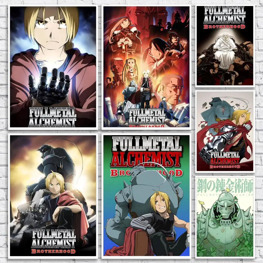 Póster clásico de anime F-Fullmetal Alchemist, arte de pared versátil HD impermeable, decoración autoadhesiva para cualquier espacio, regalo ideal