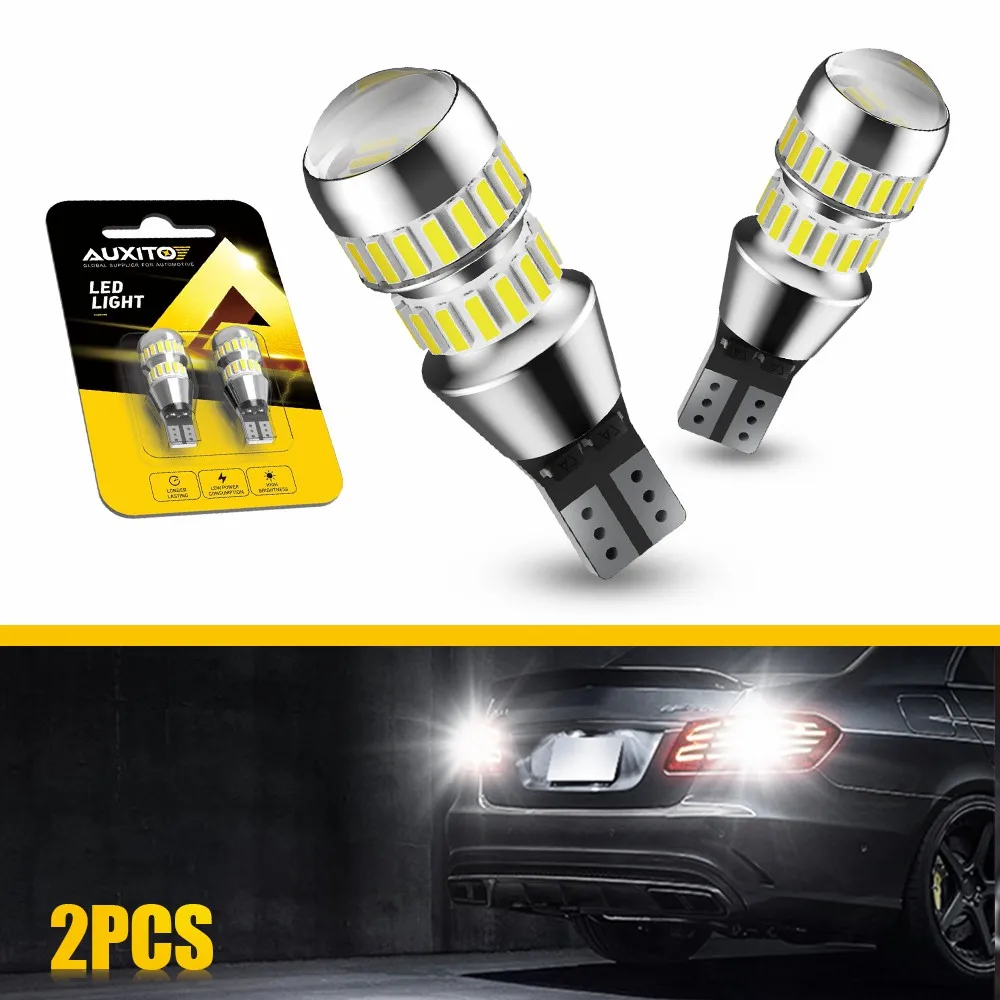 AUXITO 2Pcs 921 912 LED Reverse Lights Bulbs CANBUS 6000K White T15 T16 Car Backup Lamp W16W Car Lights With HD LENS 2000LM 12V