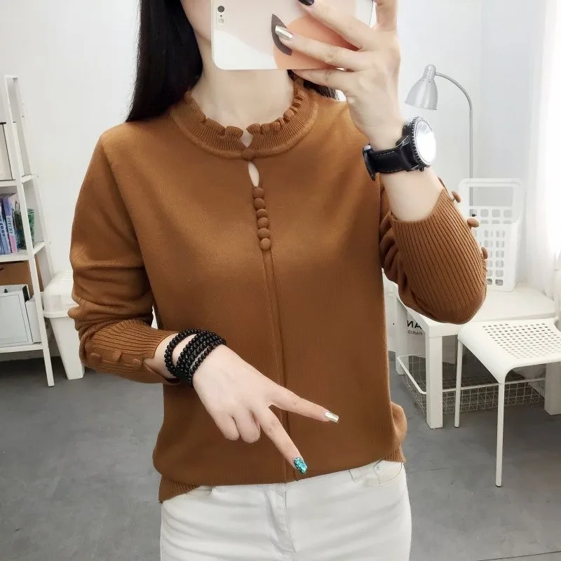 Half Turtleneck Fungus Hem Bottoming Shirt Sweater for Women Autumn Winter New Style Fashion Short Knitted Top Versatile