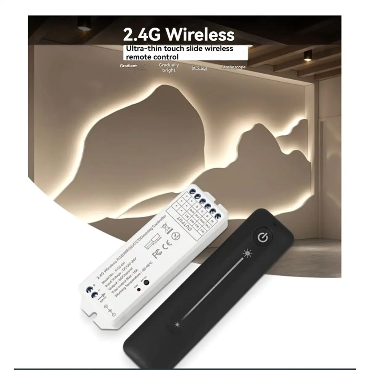 A48U LED Dimmer 2.4G PWM Touch Wireless Remote Controller 5V 36V Single Color LED Strip Light Smart Wifi Dimmer Switch