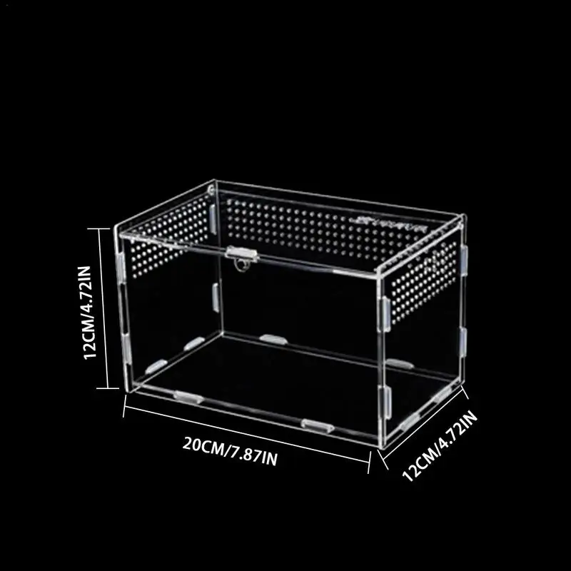 Reptile Terrarium Transparent Reptile Breeding Carrier Lightweight Acrylic Large Feeding Tarantula Habitat Box For Small Animals