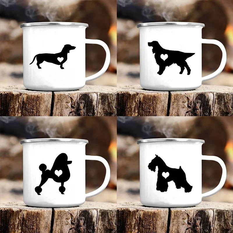 Cute Dog Printed Mugs Creative Coffee Tea Water Cup Drinks Dessert Breakfast Milk Cup Camping Hiking Mugs Handle Drinkware Gifts