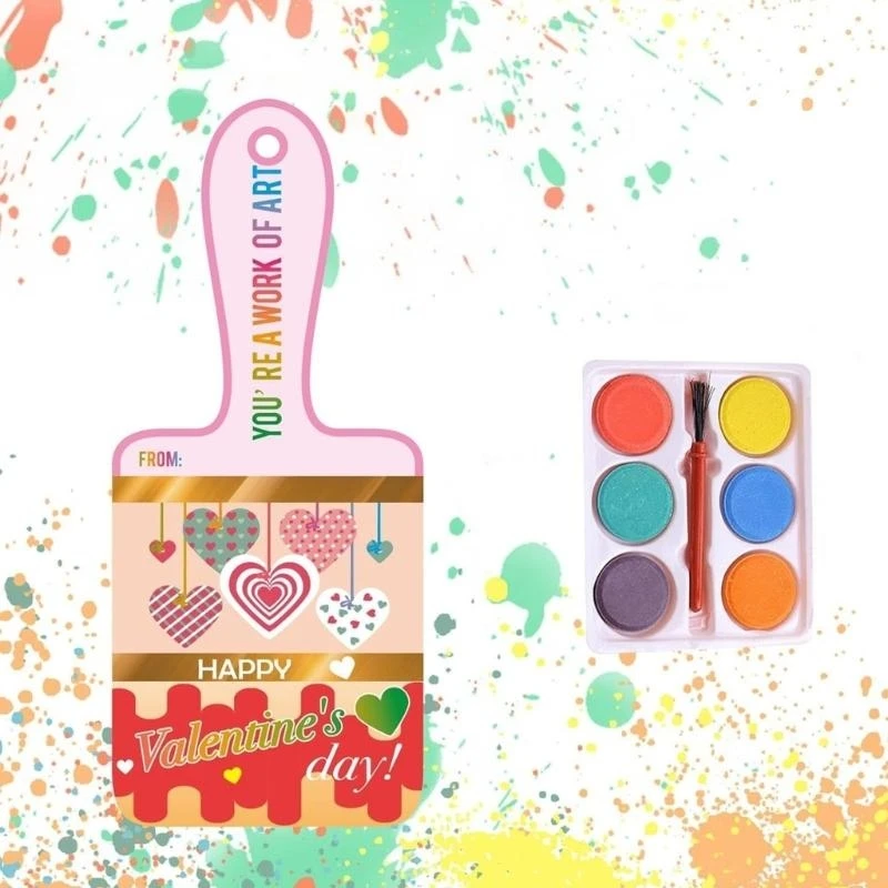 День Святого Валентина Акварельный набор набор для мытья краски кисти кисти и валентинки для школьного художественного проекта