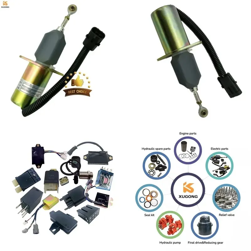 Hot Sale Excavator 12V 24V Fuel Pump Shut Off Solenoid Valve 3415706 3935650A 4946639
