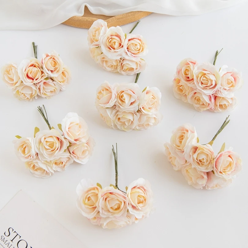 

Artificial Flowers Fake Roses Bouquets Home Room Decoration Wreath Floral Arrangement Wedding Bridal DIY High Quality Accessory