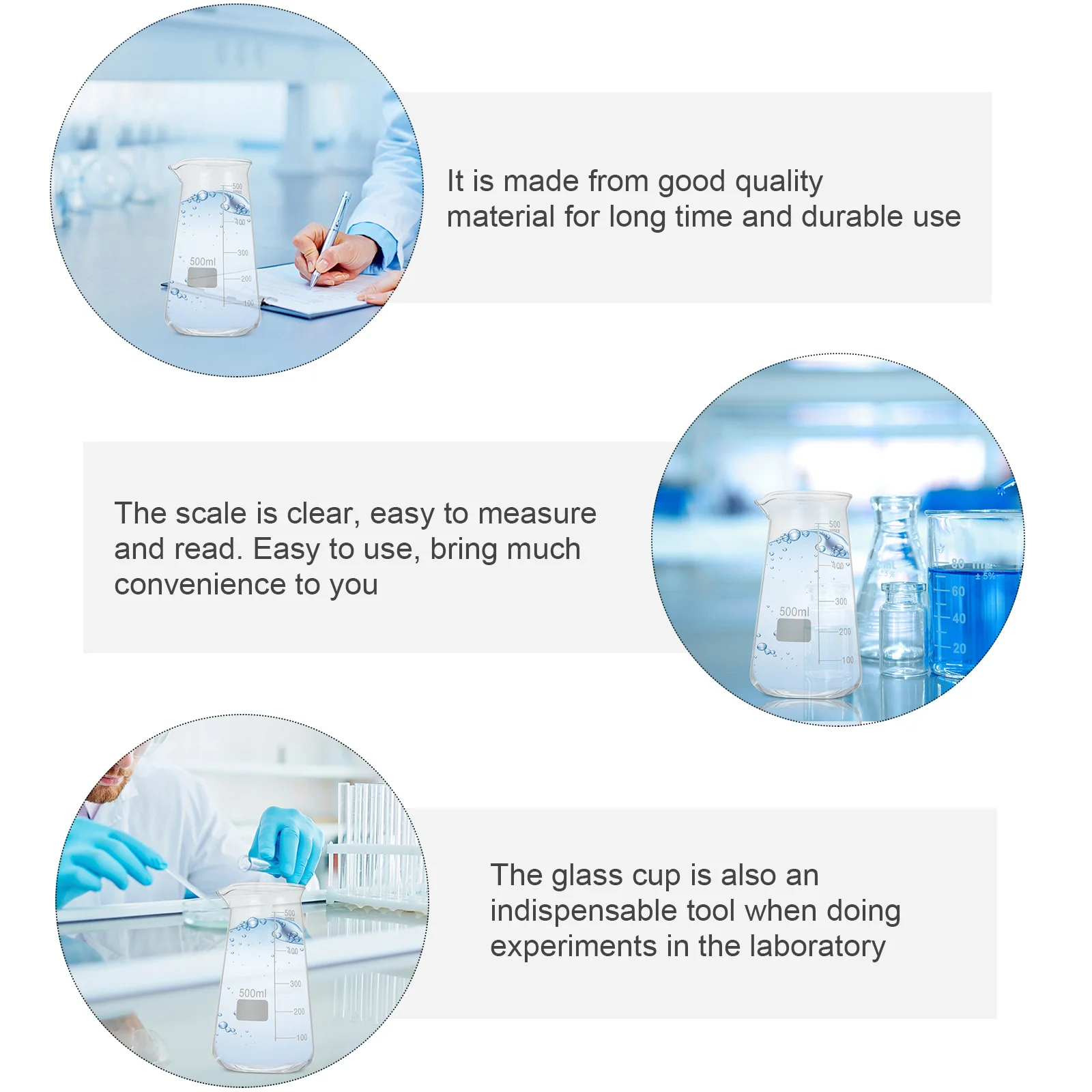 

Laboratory High Temperature Resistant Glass Beaker Measuring Cup Clear Scale for Baking Cooking Wet Dry Ingredients Experiment