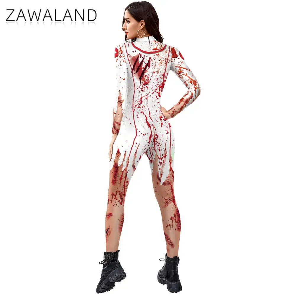 Women Zentai Halloween Cosplay Costume Bodysuit Suit Horror Style Jumpsuit Sst Adult Catsuit Festival Party Clothes Anime Dress