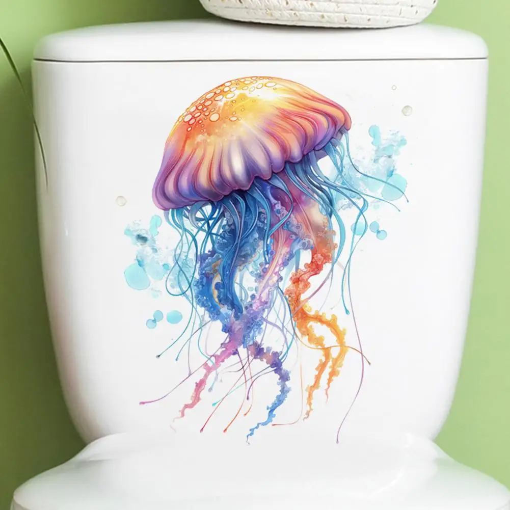 Waterproof Toilet Sticker Durable Toilet Decal Ocean-themed Jellyfish Toilet Sticker Set Removable Waterproof Pvc for Bathroom