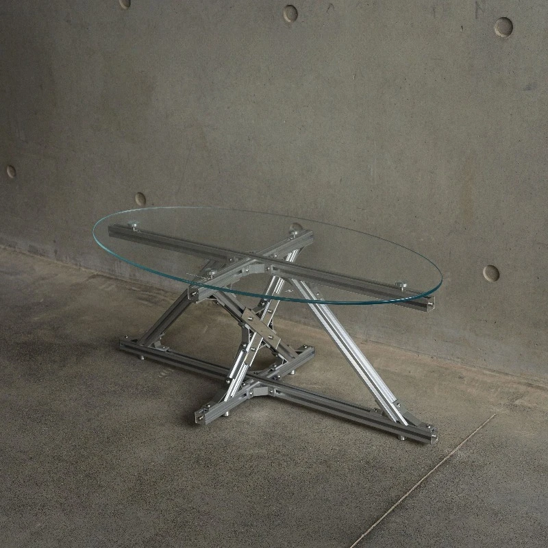 Original oval coffee table, designer glass coffee table tea table