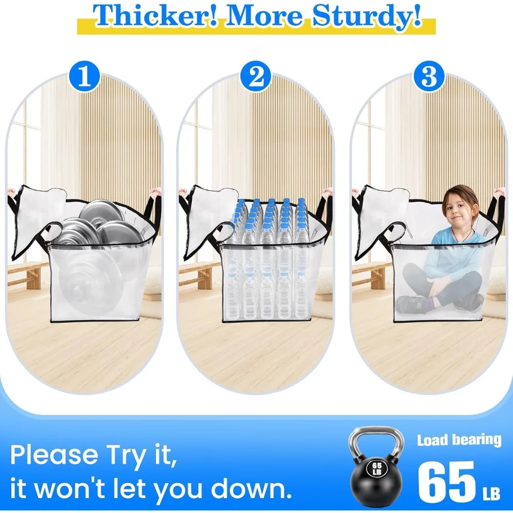 حقائب كبيرة متحركة متينة مكونة من 6 قطع مع أشرطة حقيبة الظهر، وحدة تخزين شديدة التحمل لتنظيم توفير المساحة #2