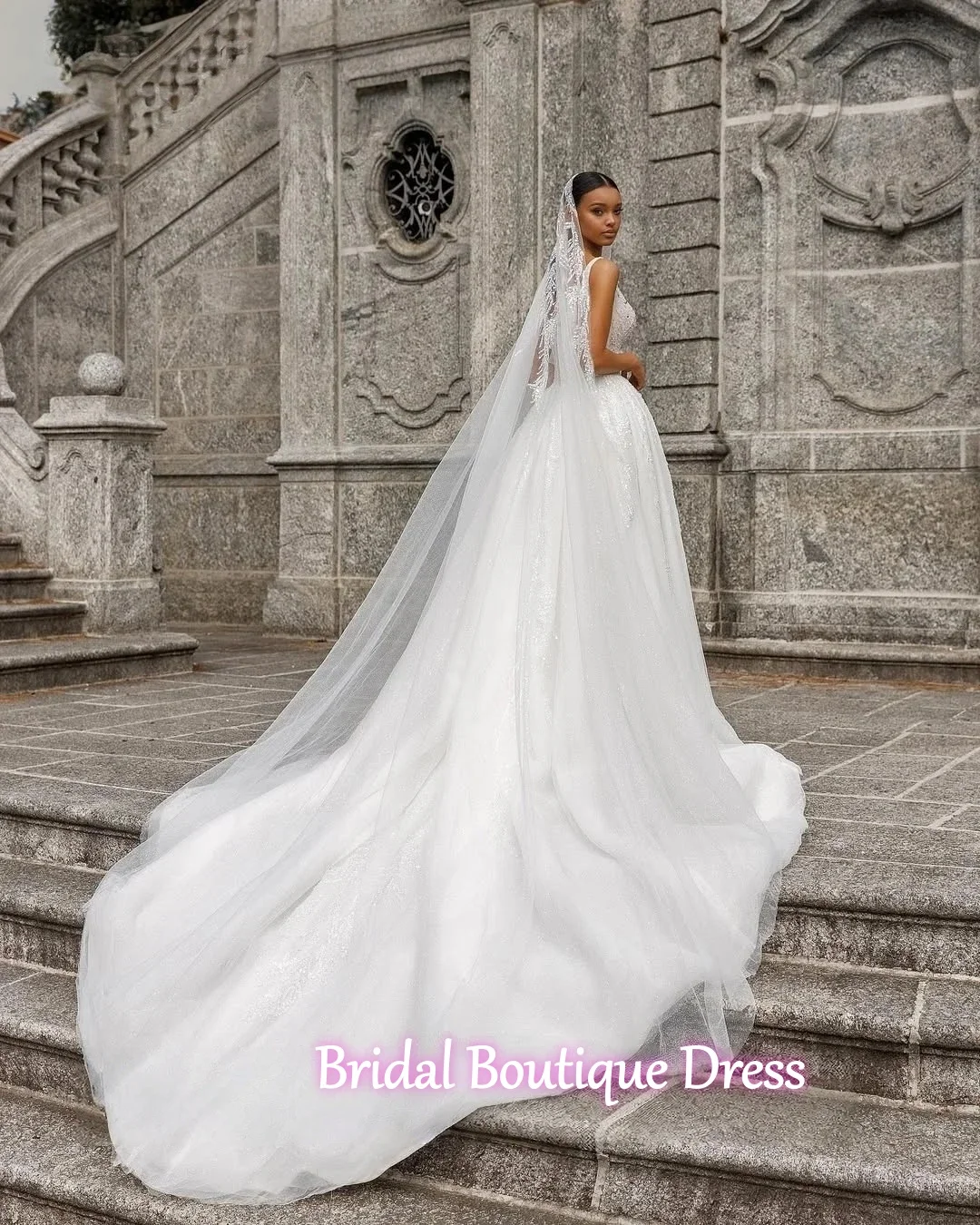Maßgeschneiderte exquisite glänzende ärmellose A-Linie Brautkleider 2026 glänzende Perlen Braut Kleid Prinzessin Ballkleid Vestidos De Novia