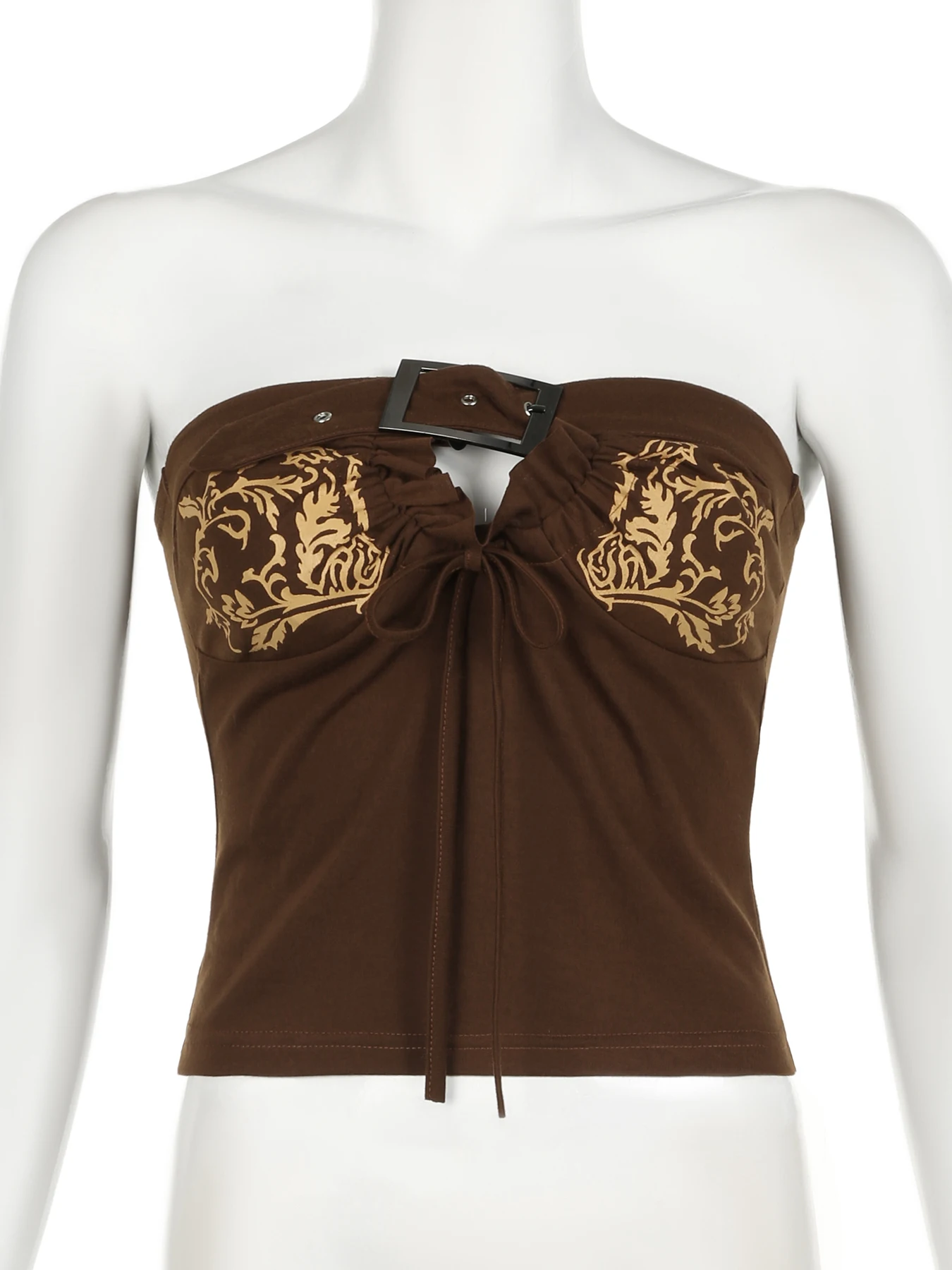 IAMSURE Vintage Hollow Out Tube Top Sexy Slim Bandage Slash Neck Sleeveless Crop Tops Women 2024 Summer Fashion Streetwear Lady