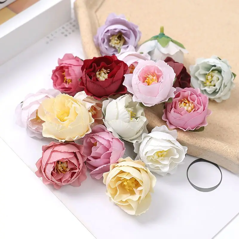 10 szt. Sztuczne róże, jedwabne kwiaty, dekoracje ślubne, dekoracje do domu, rękodzieło DIY, prezenty, girlanda, akcesoria do scrapbookingu — zdjęcie 4