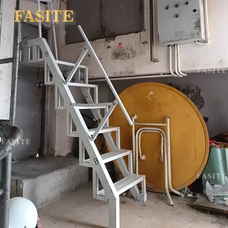 For Wall Mounted Folding Stairs Alloy Outdoor Ladder Home Custom Loft Steps Door to Door Installation Space Saving Durable