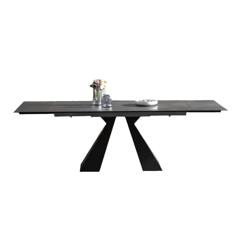 

Light luxury rock slab retractable dining table Italian minimalist small apartment folding dining table rectangular bright