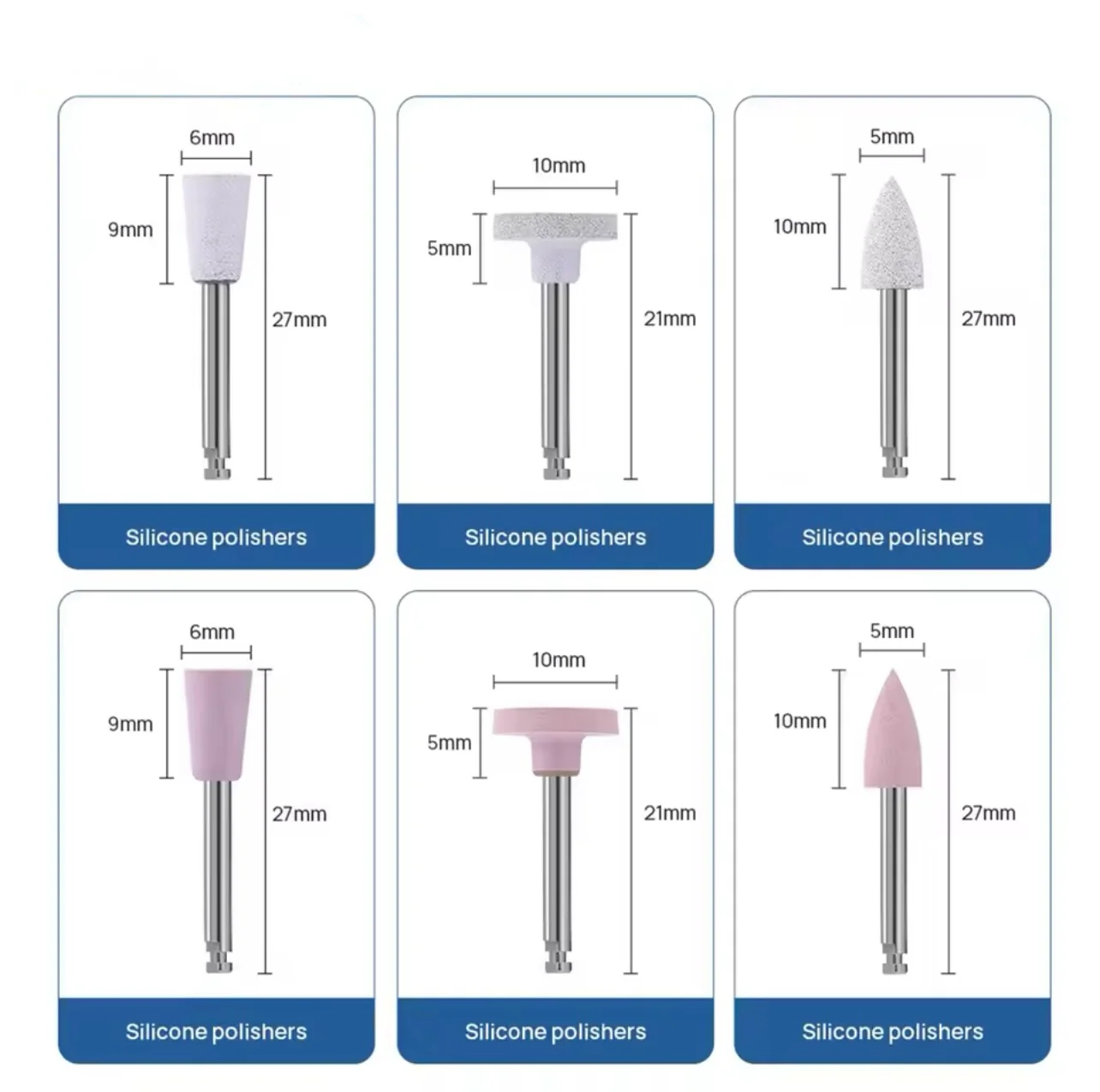 Kit Ra per lucidatura composita da 12 pezzi, utensili a bassa velocità, spazzola per lucidatura con testa di molatura in silicone con diametro gambo da 2,35 mm, testa di molatura per lucidatura manuale a bassa velocità in lega di resina ceramica