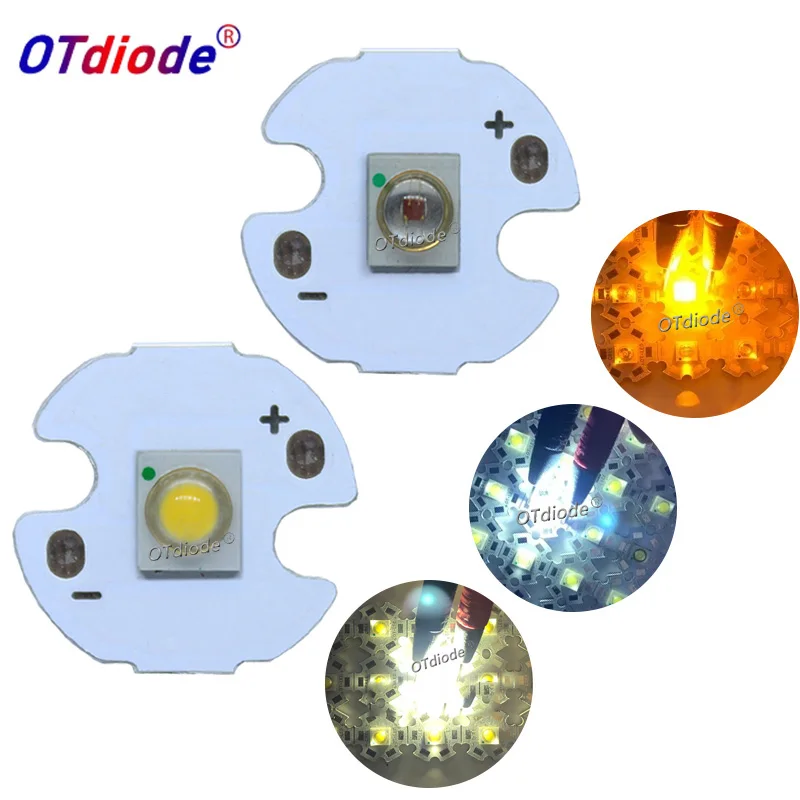 10 sztuk 3W SemiLedS wysokiej mocy LED Chip światła dioda emiter biały 6000-6500K ciepły biały 3000-3200K żółty z 20MM/16MMPCB