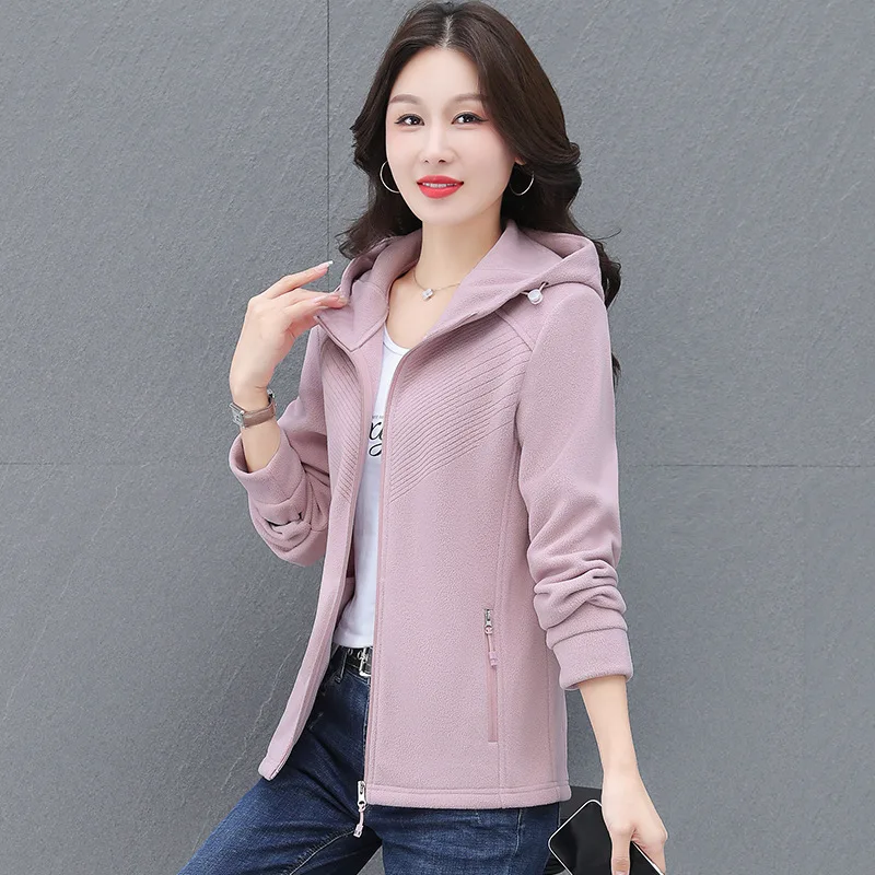 Fleece Pullover Jacke Frauen Herbst Winter Kurze Jacke 2025 Neue Casual Zipper Strickjacke Fleece Warme Tops Weibliche Oberbekleidung Mantel