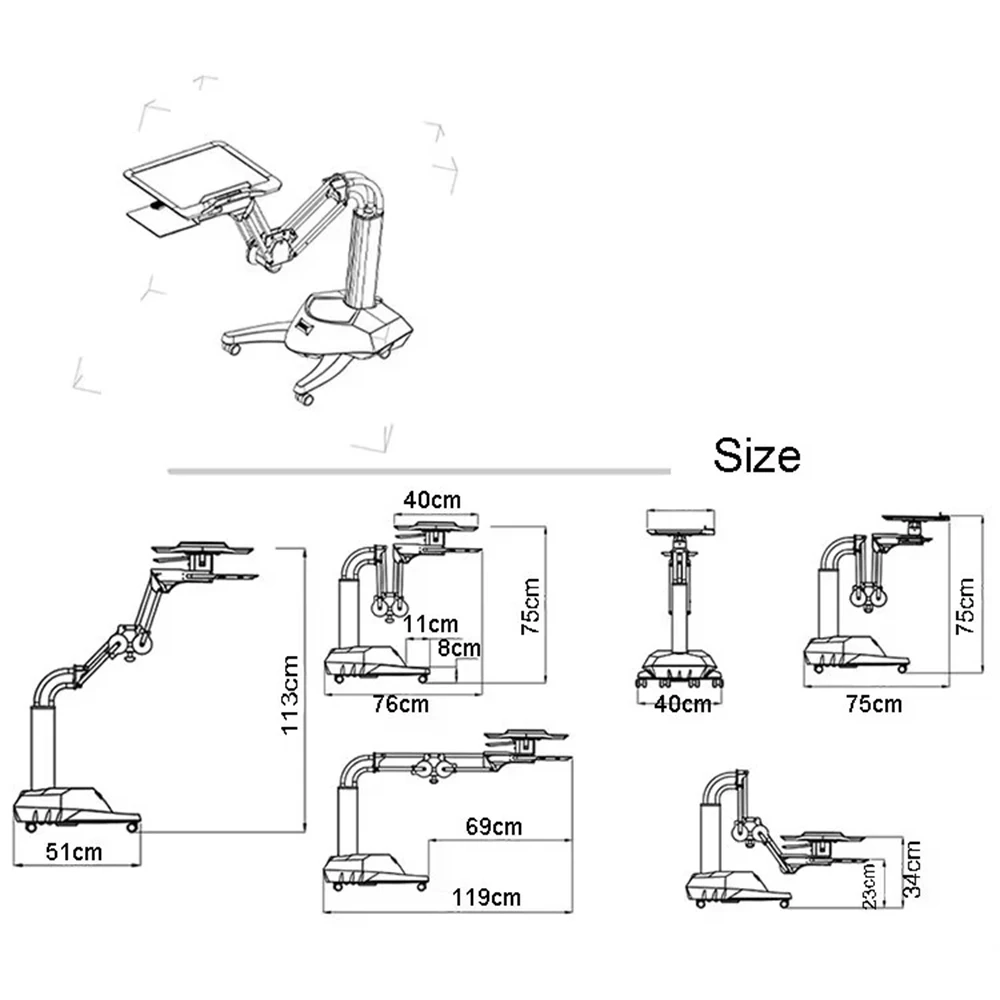 Full Motion Long Arm Multifunctional Moving Laptop Desk Sofa Bedside PS Stand Lazy Lift Mobile Computer Table
