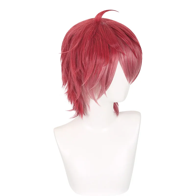 Devil Lover Reversal Yuzuru Akito COS-Perücke mit rotem und weißem Farbverlauf und flauschigem Oberteil