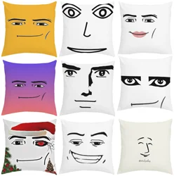 40x40cmPillow Case Man Face Double-sided Printed Short Plush Sofa Cushion Cover Chair Waist Support Bed Sleeping Pillow50x50cm