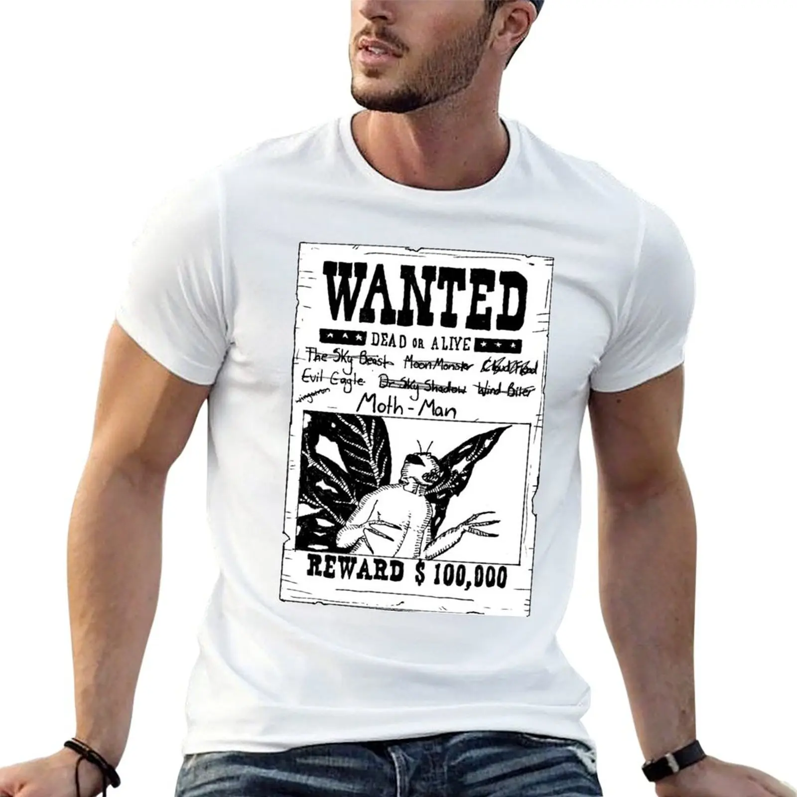 

Buzzfeed Unsolved Wanted Moth-Man Poster Sticker T-Shirt t shirt personalised t shirts for man graphic vintage T-Shirt