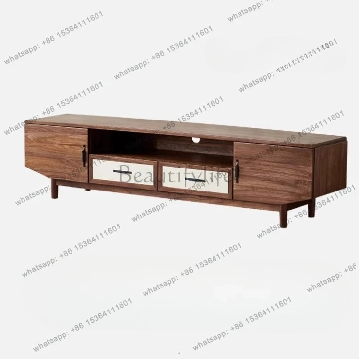 

All solid wood TV cabinet North American black walnut floor cabinet household simple small apartment living room locker