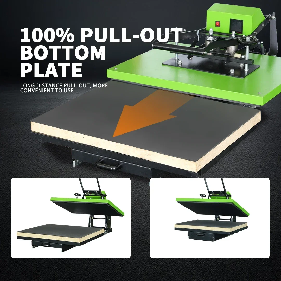 تصاميم نقل الحرارة شبه التلقائي المفتوحة من حجر الراين للقمصان آلة ضغط كبيرة الحجم للاستخدام المنزلي الصناعات 60 سم × 80 سم