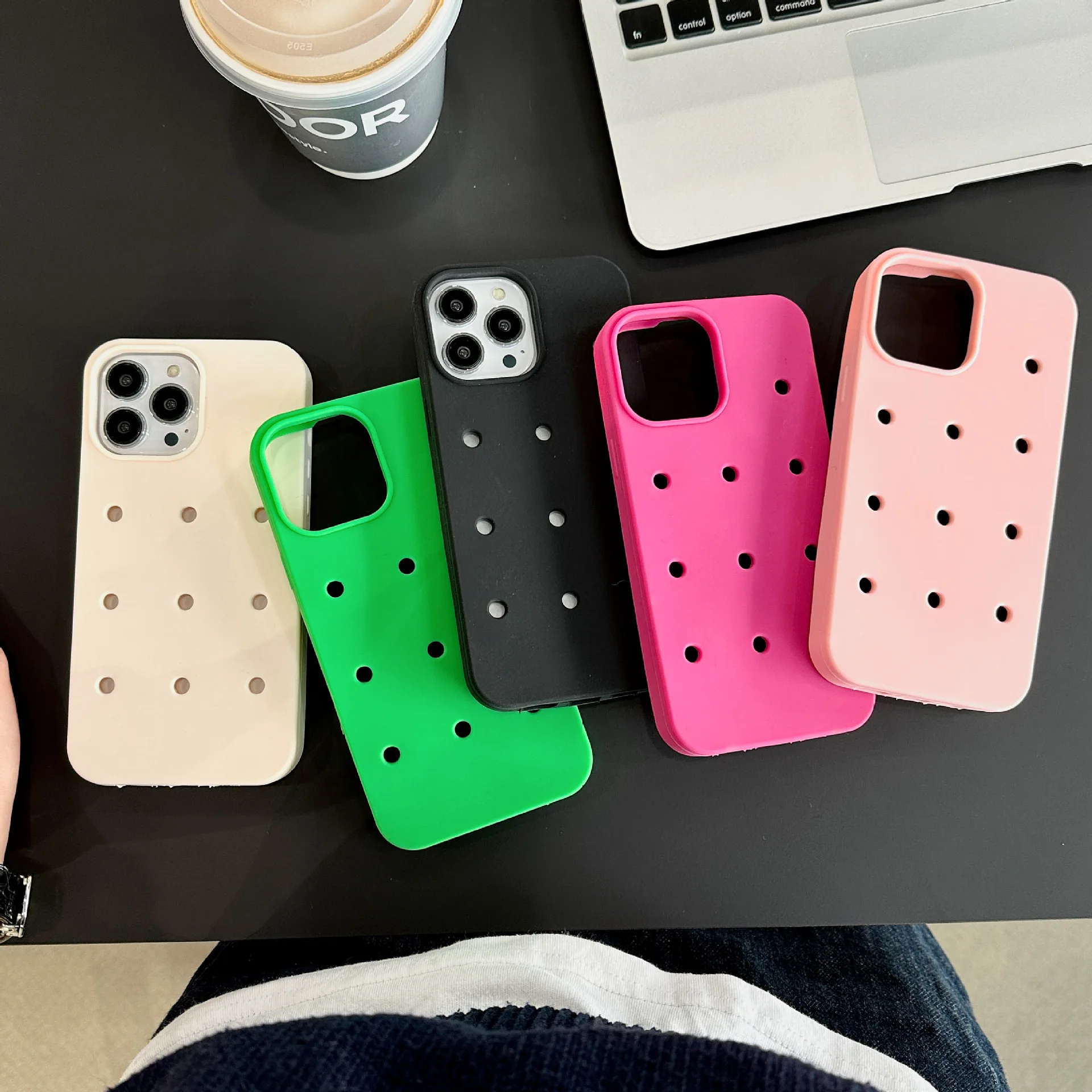 Breathable Hole Matte Soft Silicone Phone Case For iPhone 14 12 11 13 15 Pro Max Solid Color Shockproof Protection Back Cover