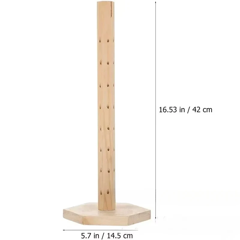 1pc Wood 360° Rotate Lollipop Holder Decorative Round Hole Earrings Display Stand Candy Holder 360 ° Lollipop Display Earrings