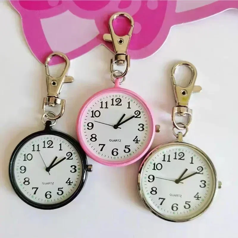 Nuevo reloj de bolsillo de cuarzo pequeño y bonito con llavero, reloj de cuarzo para hombres y mujeres para enfermeras, médicos, estudiantes, relojes minimalistas, regalo para niños