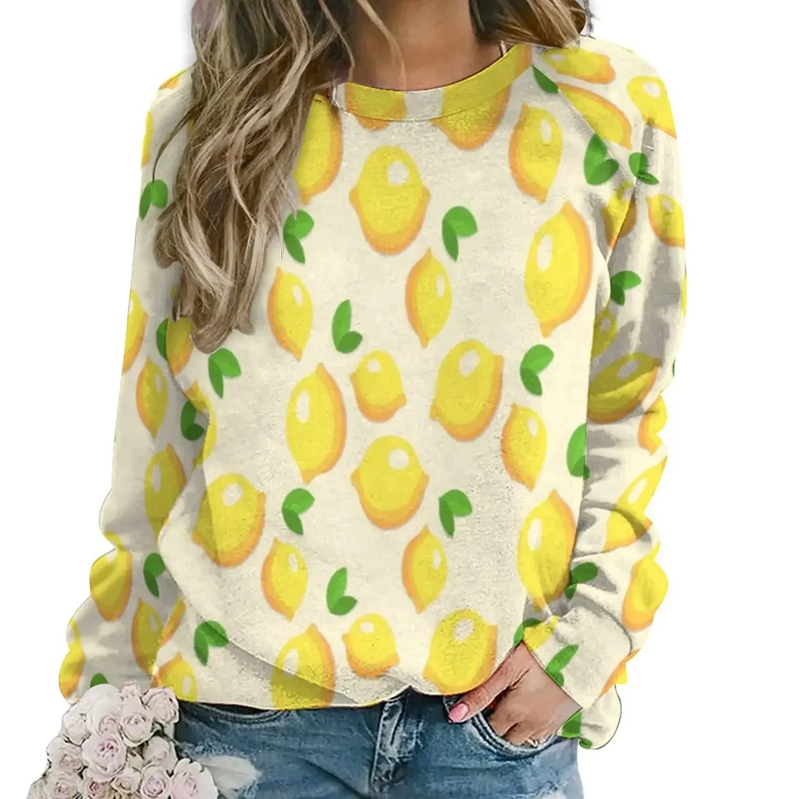 

Adorable Lemon Print Hoodies Woman Fruits Pattern Street Style Casual Hoodie Winter Long Sleeve Sweatshirts Big Size