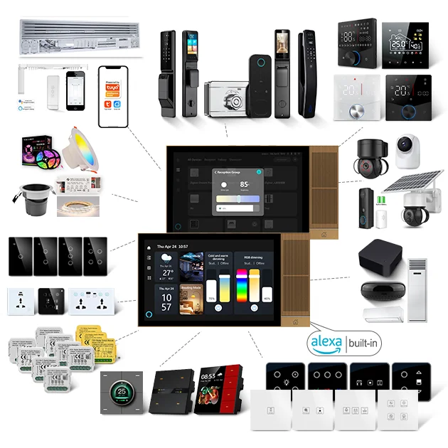 

2025 Golden Security TPA08 Tuya 8 Inch Touch Screen Smart Home Panel With Built In IR Blaster And Alexa Voice Control 2W Speaker