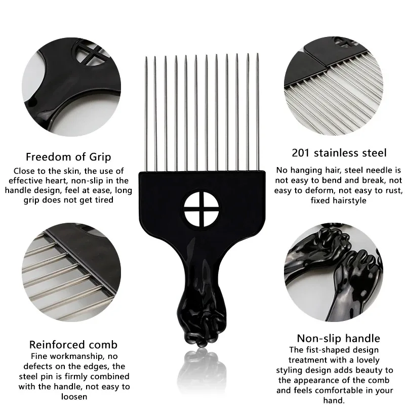Metal comb, African style comb, braid styling comb, male and female curly hair styling comb tool