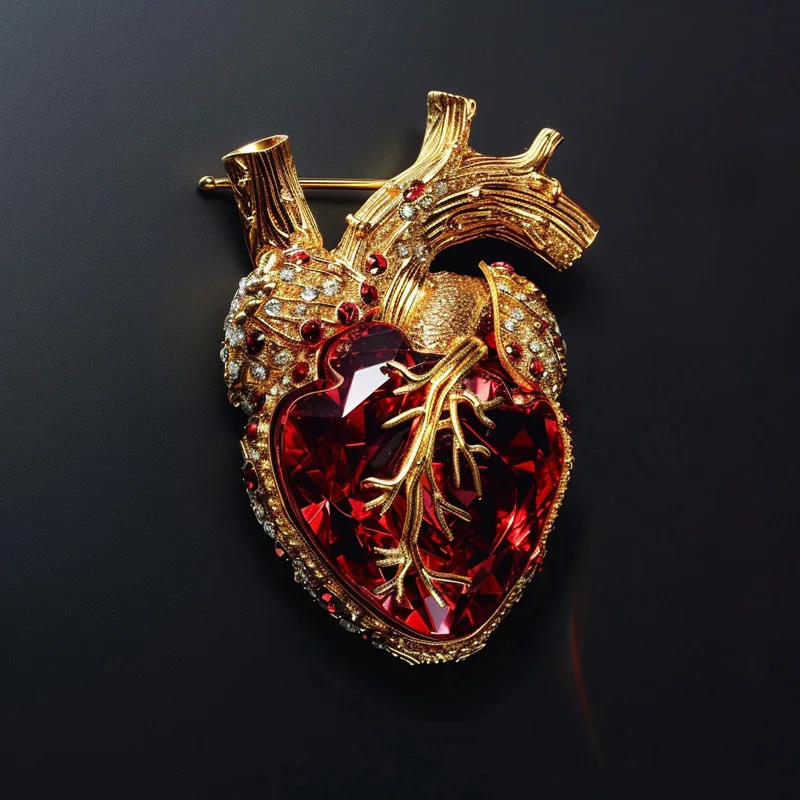 Advanced Sense Demon Heart Crystal Heart Brooch