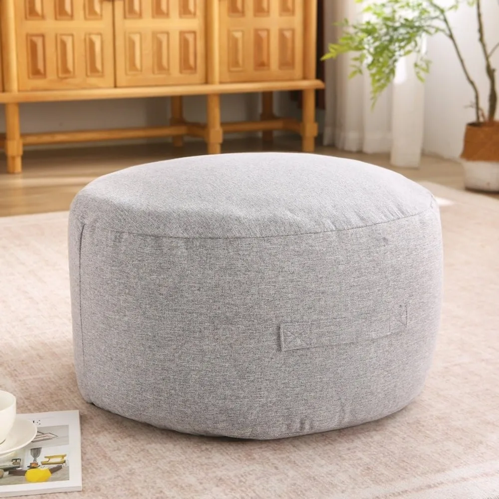 Large Opening Round Seat Cushion Cover Unstuffed with Pocket Sofa Stool Cover Large Capacity Clothes Storage Bag Living Room Use