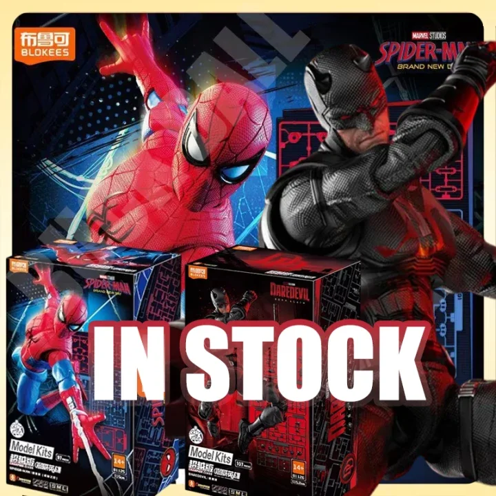 Em Estoque Blokees Homem-Aranha Kit de Montagem Novo Boneco de Ação Homem-Aranha Peter Parker ABS Classe Campeão Brinquedo Infantil
