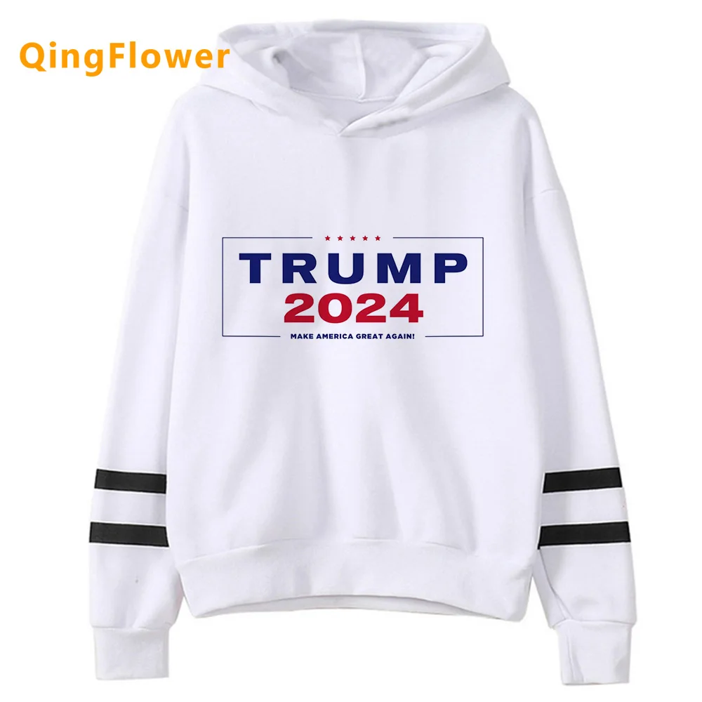 Trump 2024 hoodies women harajuku 2023 graphic sweat y2k Pullover Hooded Shirt female Fleece sweatshirts