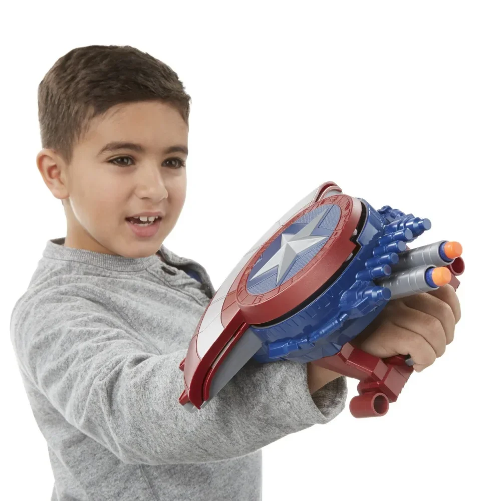 [Disney] Cosplay superhero Captain America Shield soft nerf bullet launcher toy deformation hidden gun child Costume party gift