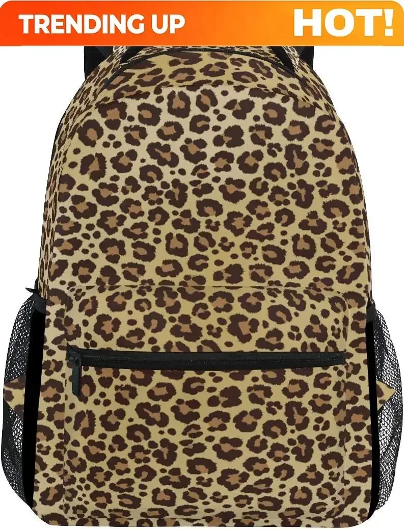 Custom Animal Leopard Print Brown Stylish Backpack Purse For Women Girls Kids School Personalized Laptop IPad Tablet Travel Scho