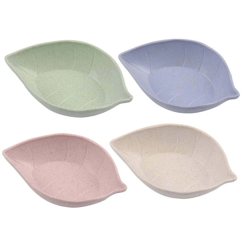 

10pcs Leaf Shape Fruit Bowl Dishes Snack Candy Plate Kitchen Accessories Straw Leaves Dining Plates Food Grade Safe Use Home