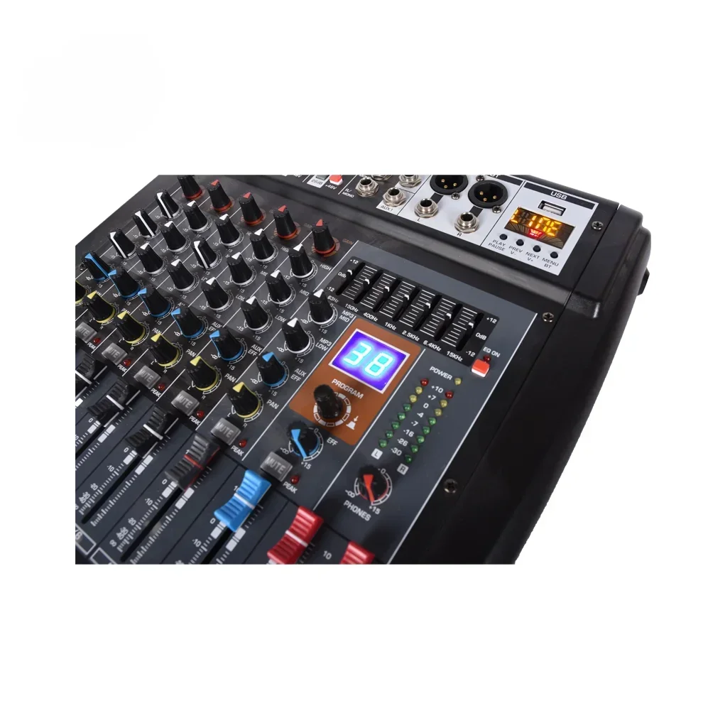 6-channel 350W*2 audio music mixing console with DSP effects mixer